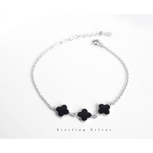 Load image into Gallery viewer, 925 Sterling Silver Shinning Bracelet For Women With Black Clover Shape