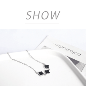 925 Sterling Silver Shinning Bracelet For Women With Black Clover Shape