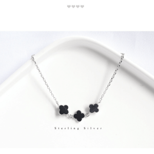 925 Sterling Silver Shinning Bracelet For Women With Black Clover Shape