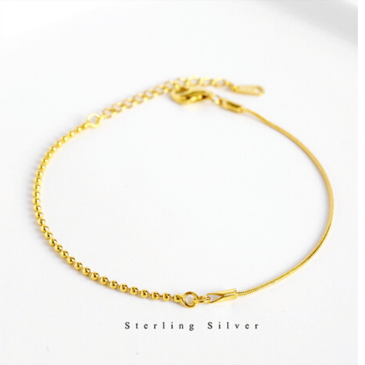 925 Sterling Golden Silver Shinning Bracelet For Women With Simple Parttern